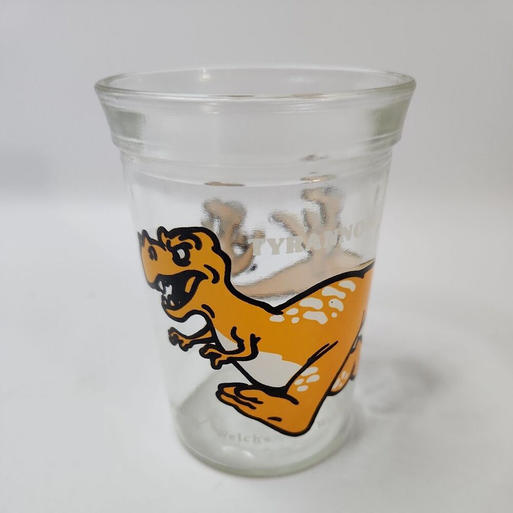 Vtg Welch's Jelly Jar Juice Glass 1988 Tyrannosaurus Rex Dinosaur Collection